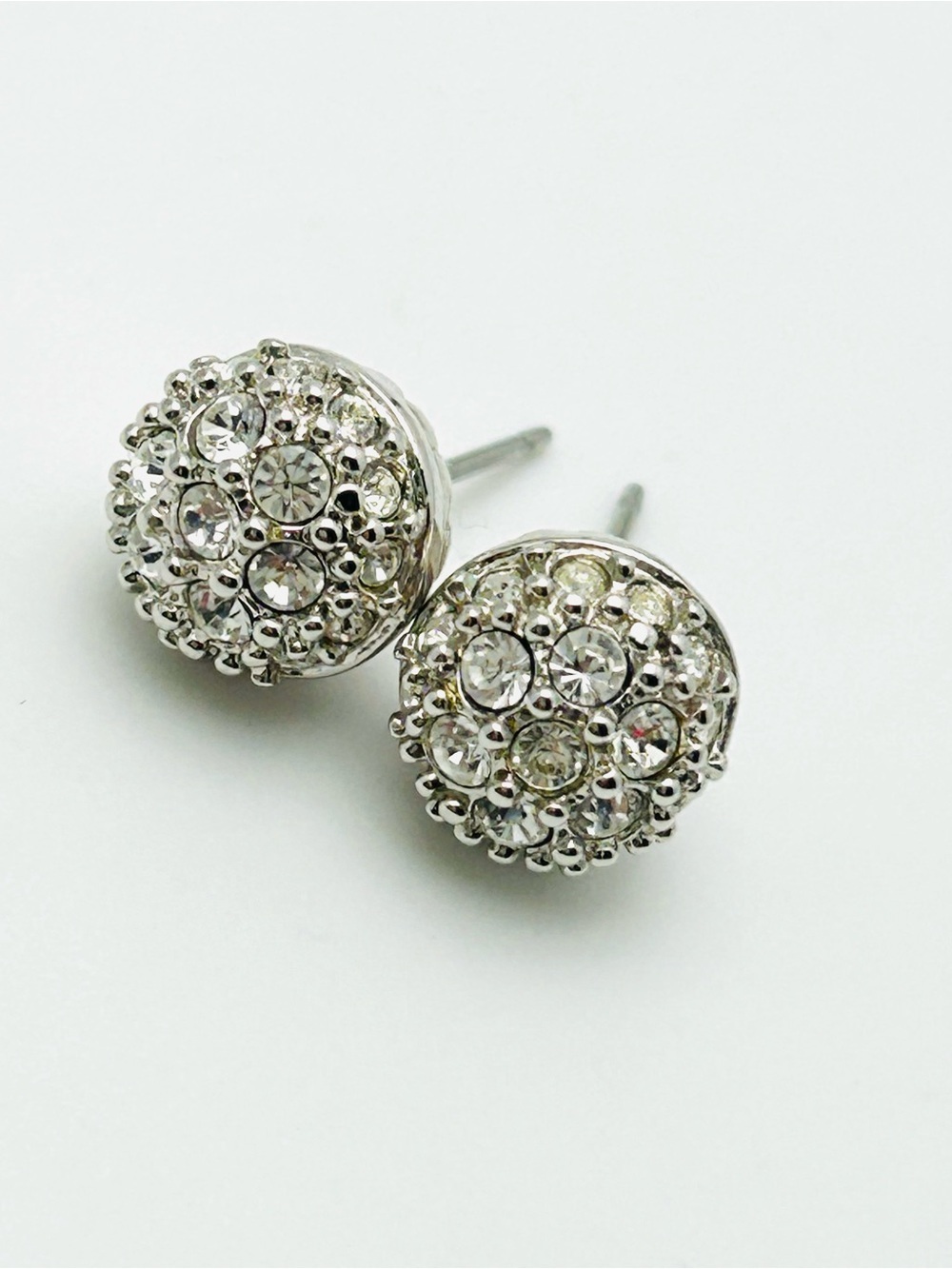 Swarovski Crystal Pave Silver Stud Earrings